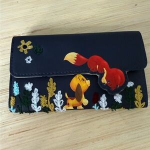 Her Universe Disney Fox and the Hound Embroidered Black Wallet NWT